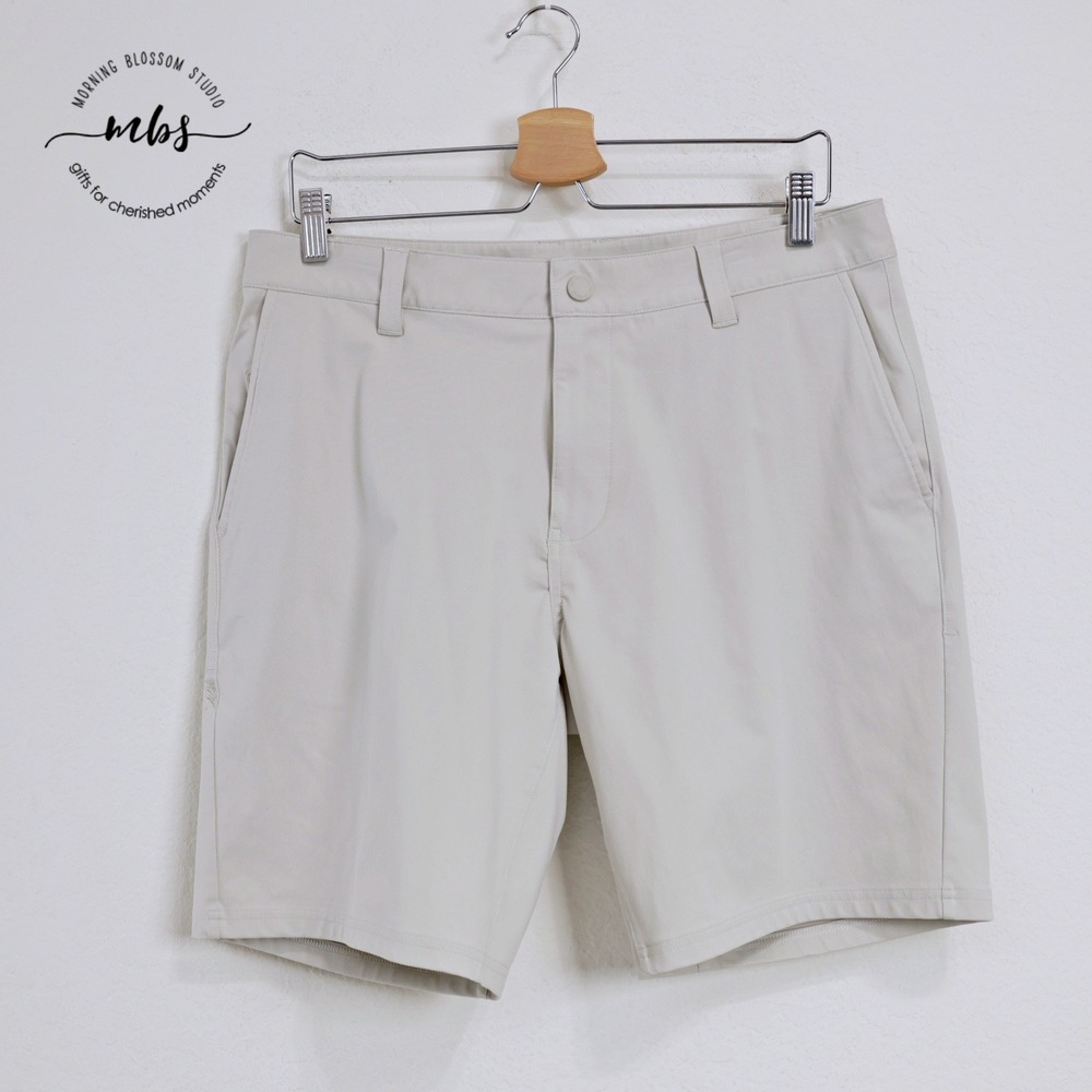 Rhone Commuter Short 9" Mid Rise Technical Active Solid Shorts Beige Men 33